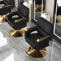 Fauteuil de salon de coiffure haut de gamme, pivotant et réglable en hauteur, en acier inoxydable noir, siège de barbier pour hommes