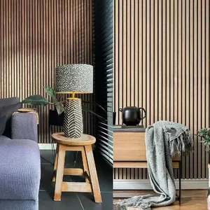Paneles acústicos de madera, listón de madera de poliéster, paneles acústicos decorativos de MDF para pared y techo