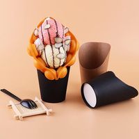 Vente en gros Boîte d'emballage pour frites Cône en papier gaufré de cuisson pour repas à emporter Plateau à cône en papier