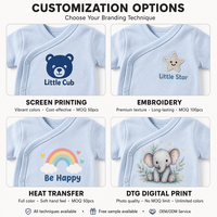 Baju Kimono Bayi Baru Lahir Lengan Pendek Putih Katun Organik Gots, Polos, Unisex untuk Bayi Laki-laki dan Perempuan