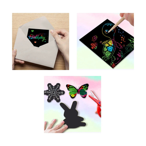 Papel Mágico para Rascar con Efecto Arcoíris, Tarjetas Holográficas Negras para Rascar, Manualidades, Juguetes Educativos, Regalo de Cumpleaños para Niños - Product Image 4