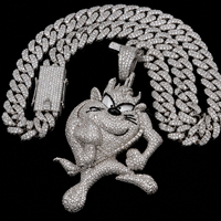 Colgante de Personaje de Dibujos Animados de Plata 925 con Moissanita Color D, Hecho a Medida, de Venta Caliente, Colgante Hip Hop con Pavé Completo para Hombres, Ideal para Fiestas