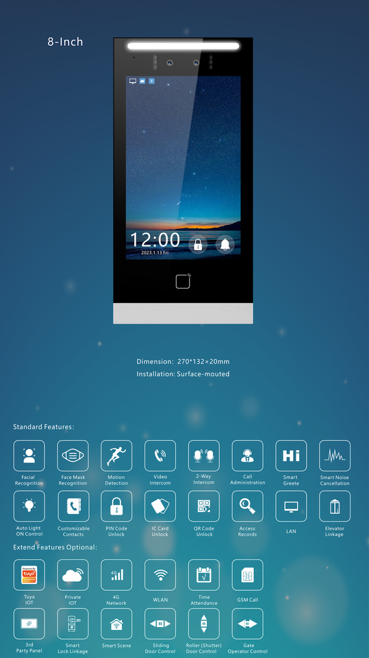 Tuya 8-Inch Android Smart Door Phone - Video Intercom