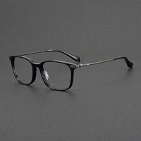 90008 Vente chaude Lunettes de vue en acétate de titane à monture intégrale, verres transparents bleus pour hommes et femmes