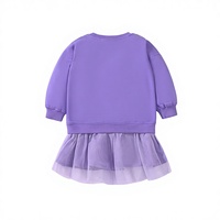 Robe pull décontractée pour filles, violette, à manches longues et col rond, avec patch étoile à paillettes et ourlet à volants en tulle, style princesse, longueur genou, ODM