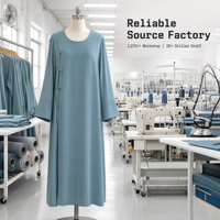 Chemisier ample élégant pour femmes grandes tailles en tissu Nidha, col rond, boutons chinois, mode musulmane, vente en gros
