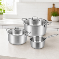 Ensemble de 6 casseroles de cuisine en acier inoxydable 304, de luxe, robustes, compatibles induction, pour soupes, pâtes et ragoûts