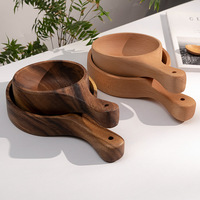 Vaisselle coréenne en bois d'acacia de hêtre bol en bois en gros bol à salade de fruits avec poignée