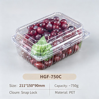 Contenants en PET transparents de qualité alimentaire, jetables, ventilés, type clamshell, pour fruits, avec couvercle, multi-tailles et personnalisables