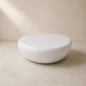 Tavolino da Caffè Moderno in Pietra Bianca, <span class=keywords><strong>Tavolo</strong></span> Basso Scultoreo Rotondo Personalizzabile per Soggiorno di Villa - Product Image 2