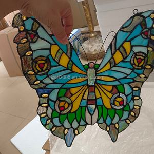Panneau de vitrail massif de 30 cm, style européen, motif papillon, pour église, éclairage solaire, salon, salle à manger, porte, mur - Product Image 4
