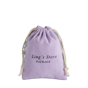 Elegant <b>Cheap</b> Natural Cotton Jewelry Pouch Custom Logo Printed Canvas <b>Gift</b> Drawstring <b>Bag</b> for Christmas - Product Image 1