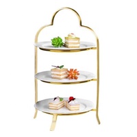 Support à gâteaux à 3 niveaux en acier inoxydable doré/argenté, écologique et réutilisable, pour une présentation festive, Thanksgiving, Fête des Pères, Noël
