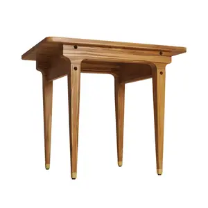 热卖现代风格南美柚木3Ftt餐桌，配有黄铜装饰桌腿