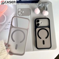 Coque antichoc magnétique transparente dépolie couleur bonbon avec grande fenêtre détachable pour appareil photo, pour iPhone séries 13-18 (vente en gros)