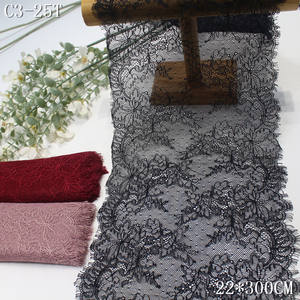 Galon de Dentelle Chantilly en Nylon Floral à Bord Cils 25cm Doux Noir Rose Clair Rouge, <span class=keywords><strong>Tissu</strong></span> de Dentelle Française de Qualité pour Robe de Femme - Product Image 1