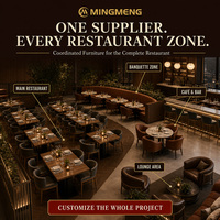Ensemble de mobilier de restaurant moderne pour hôtel : table à manger en bois massif et chaises rembourrées en tissu pour projet de salle à manger