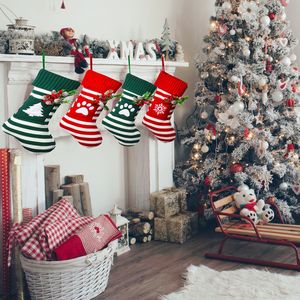 2024 New Design Christmas Stocking Gift Bag Striped Print Knitted <b>Cat</b> Dog Candy <b>Socks</b> Christmas Decorations - Product Image 5