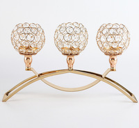 Porte-bougie simple en métal et cristal à trois bras de haute qualité, or/argent, centre de table pour fêtes, festivals, mariages et événements