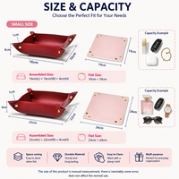 Boîte de rangement personnalisée en PU, colorée, pliable, plateau de bureau, étui de rangement pliable pour bijoux, téléphone, clés, portefeuille, pièces de monnaie