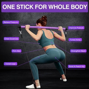 Set di fasce di resistenza con barra di allenamento Kit di barre per <span class=keywords><strong>Pilates</strong></span> fascia elastica per <span class=keywords><strong>esercizi</strong></span> con maniglie e ancoraggio per porta per l'allenamento di tutto il corpo - Product Image 2