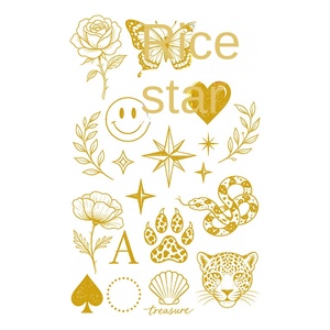 Adesivi per Tatuaggi Temporanei con Trasferimento ad Acqua in Lamina d'Oro, Motivi Leopardo, Serpente, Impronte di <span class=keywords><strong>Zampe</strong></span>, Asso di Picche, Impermeabili, di Lusso - Product Image 5