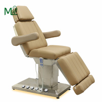 Lit de massage et de soin esthétique de haute qualité en cuir verni argenté, 3 moteurs, commande électrique au pied, pour salon de beauté