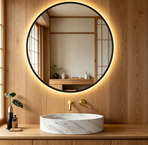 Round Glass <b>LED</b> Bathroom <b>Mirror</b> with Metal Frame Touch Switch Minimalist <b>Wall</b>-Mounted Design for Modern Bathrooms - Product Image 5