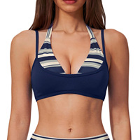 Soutien-gorge de sport deux pièces pour femme, design contrastant, col halter, haute élasticité, respirant, pour le fitness et la gym