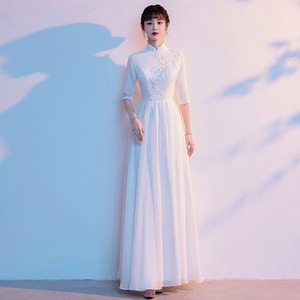 Women's Long Chinese Style Dress For Performance Banquet Evening Gown With 3D Decoration Polyester Fabric - Product Image 2