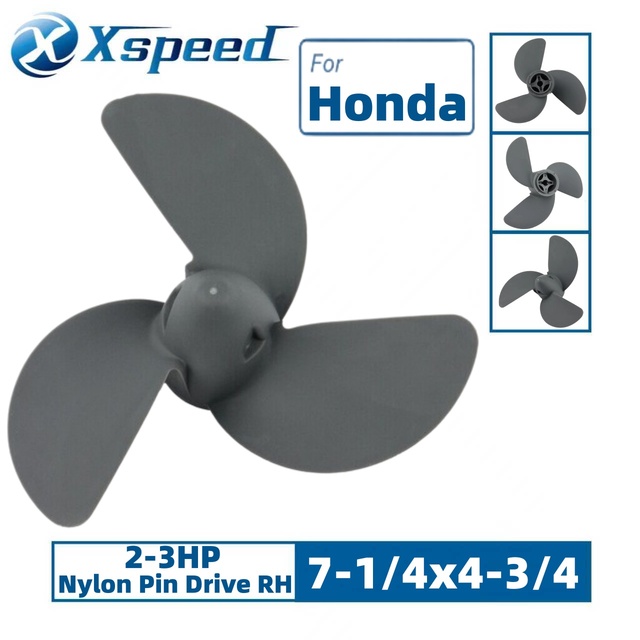 7 1/4x4 3/4 Nylon Pin Drive Propeller Replacement for Honda 3 Blade RH 2-3HP Outboard Propeller OEM 58130-ZV0-841ZB