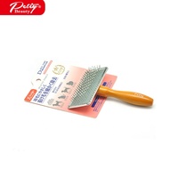 Brosse à poils pour animaux de compagnie Baoli OEM 65x125MM avec manche en bois, brosse à poils lisses en acier inoxydable avec picots pour masser les poils, brosse à poils lisses pour animaux de compagnie