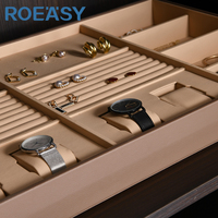 ROEASY Boîte à bijoux coulissante Organisateur de rangement de bijoux de luxe Ornements de garde-robe Plateau à tiroir