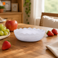 Bol à salade en polyrésine de qualité hôtelière, écologique, minimaliste, poli à la main, en forme de vague, mat, de qualité alimentaire, pour restaurant, motif tourbillon