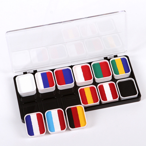 <span class=keywords><strong>Palette</strong></span> <span class=keywords><strong>de</strong></span> peinture pour le visage <span class=keywords><strong>Gouache</strong></span> soluble dans l'eau 12 couleurs pour Halloween Stage Show Flag Face Makeup Paint Set - Product Image 2