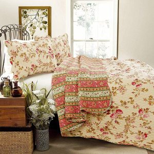 Cubrecama Suave con Diseño Floral Vintage de Rosas, Color <span class=keywords><strong>Rosa</strong></span> Caqui, 100% Poliéster, para Decoración del Hogar - Product Image 2