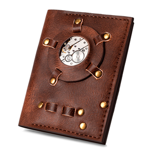 <span class=keywords><strong>Billetera</strong></span> <span class=keywords><strong>de</strong></span> cuero PU para hombre, <span class=keywords><strong>billetera</strong></span> <span class=keywords><strong>de</strong></span> viaje Vintage Steam Punk, tarjetero plegable - Product Image 2