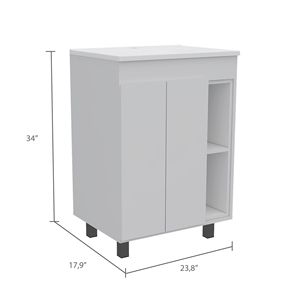 Mueble de Baño Independiente de 2 Estantes, Rectangular, Blanco, Modelo D0100H570NP - Product Image 5