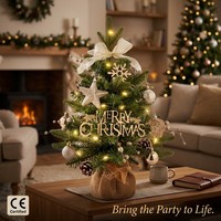 Sapin de Noël pré-éclairé de 60 cm avec base musicale rotative, arbre en PE et PVC mélangés en pot, ignifuge et résistant aux intempéries