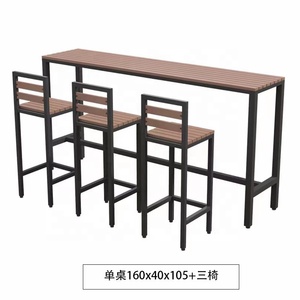 Combinazione Moderna di <span class=keywords><strong>Tavolo</strong></span> e Sedie da Bar per Esterni, Montaggio a <span class=keywords><strong>Parete</strong></span>, Telaio in Ferro Resistente, Design Impilabile e Impermeabile per Balcone e Tempo Libero - Product Image 4