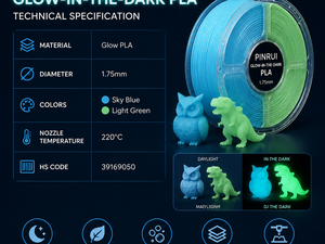 Filamento PLA PINRUI que Brilla en la Oscuridad, 1.75mm, Filamento para Impresora 3D, Azul Cielo, Verde Claro, Brillo Nocturno para Creality Bambu Lab - Product Image 5