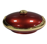 Plat de service ovale haut de gamme 3L 4L 5L 6L, texture mate, chauffe-plat isotherme, design de base avec accents argentés