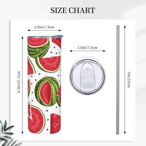 20oz Design Classique Pastèque Maigre En Acier Inoxydable Gobelet Verres Couvercle Anti-Fuite Paille pour Hommes Femmes Bureau Voyage Chaud - Product Image 3