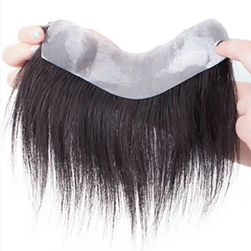 Sistema de cabelo masculino, substituição de cabelo natural 100% cabelo humano real v frontal toupee pu para substituição de pele natural preto