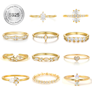 Luxe S925 argent respectueux de l'environnement placage 5a cubique zircone Flash diamant fiançailles empilable bague de mariage femmes - Product Image 3