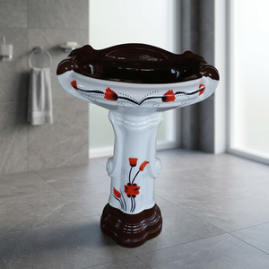 Lavabo Redondo de Cerámica Vistaar con Pedestal, Garantía de Más de 5 Años, Capacidad de 9L, Fácil de Limpiar y Resistente al Agua - Product Image 1