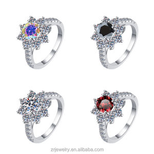 Anel de Moissanite de Alta Qualidade 1ct em Prata S925 com Diamante Preto Arco-Íris Rosa Colorido 18k Joias de Noivado Anéis de Moissanite - Product Image 3