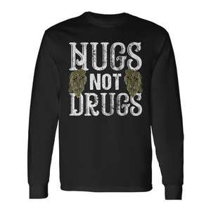Camiseta de manga larga Nugs Not Drugs, diseño premium de marihuana, variedad de marihuana, cogollos, para fumar - Product Image 1