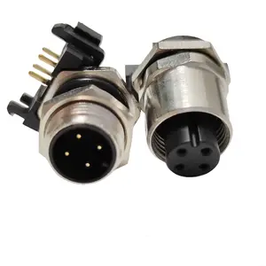 Hoge Kwaliteit M8 M12 Connector Met Mannelijke Vrouwelijke 4 Pin 6 Pin 8 Pin Waterdichte Paneel M12 Connector