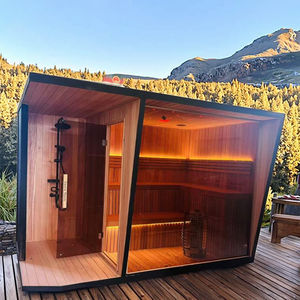 غرفة ساونا وحمام خارجية كبيرة جدًا من خشب التنوب الكندي - كابينة سبا تجارية تتسع لـ 4-6 أشخاص للفنادق - Product Image 1